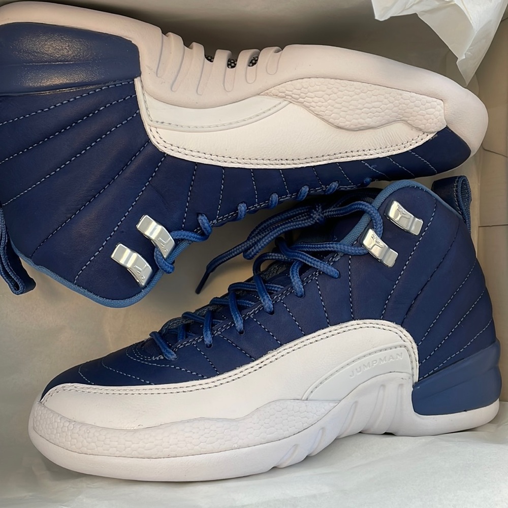 BRAND NEW AIR JORDAN BLUE RETRO 12’s 4Y